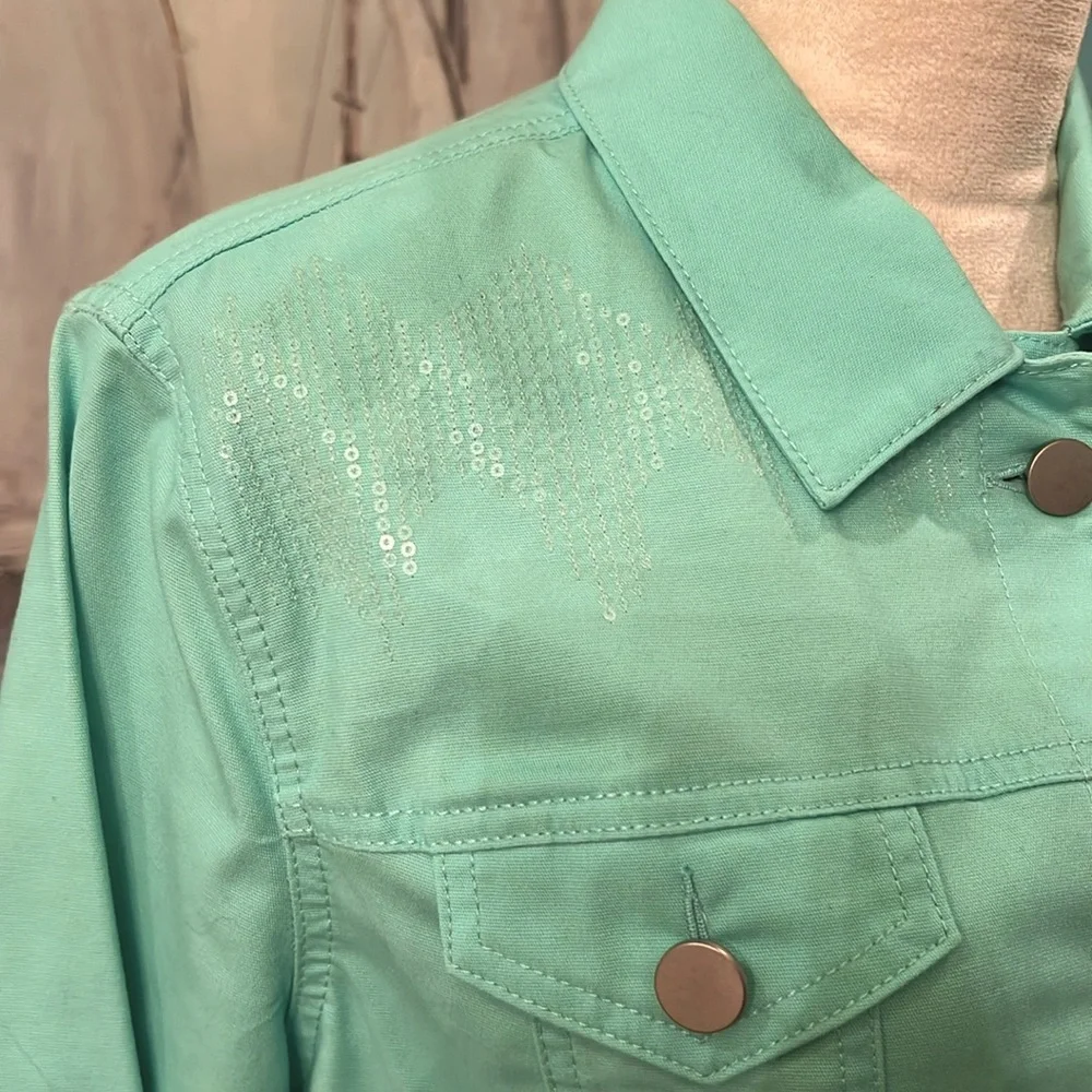 Allison Daley Mint Green Button Up Jacket, Sz 18